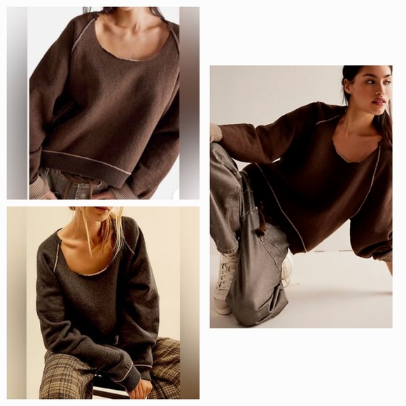 We The Free Tops - Free People We The Free Espresso Brown Pullover heavy stretchy Top Small NEW